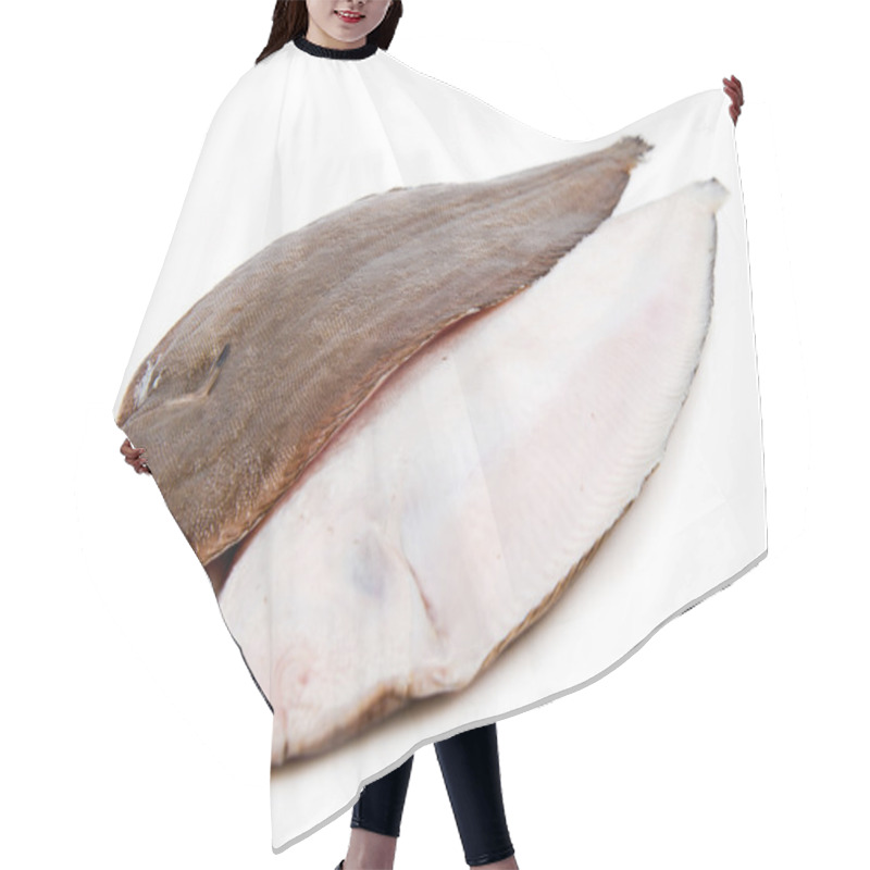 Personality  Whole Couple Fresh Sole Fish On White Background Hair Cutting Cape