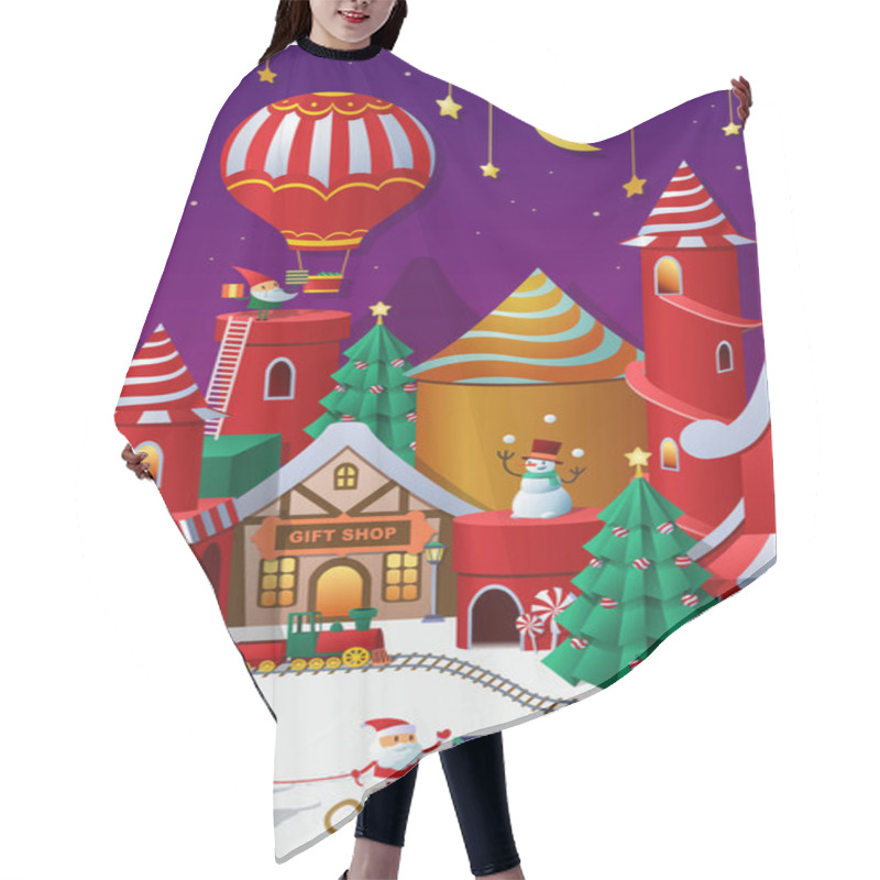 Personality  Christmas Winter Wonderland Hair Cutting Cape