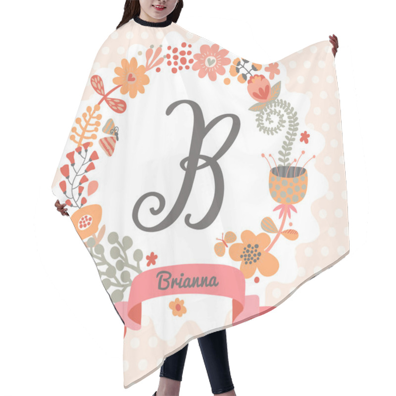 Personality  Floral Wreath With Letter B Hair Cutting Cape