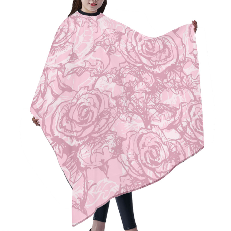 Personality  Tender Rose Seamless Pattern Hair Cutting Cape