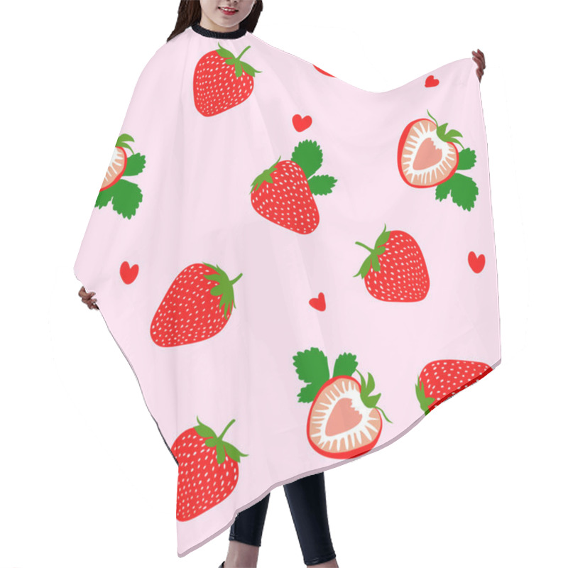 Personality  Cute Heart Strawberry Seamless Pattern Hair Cutting Cape