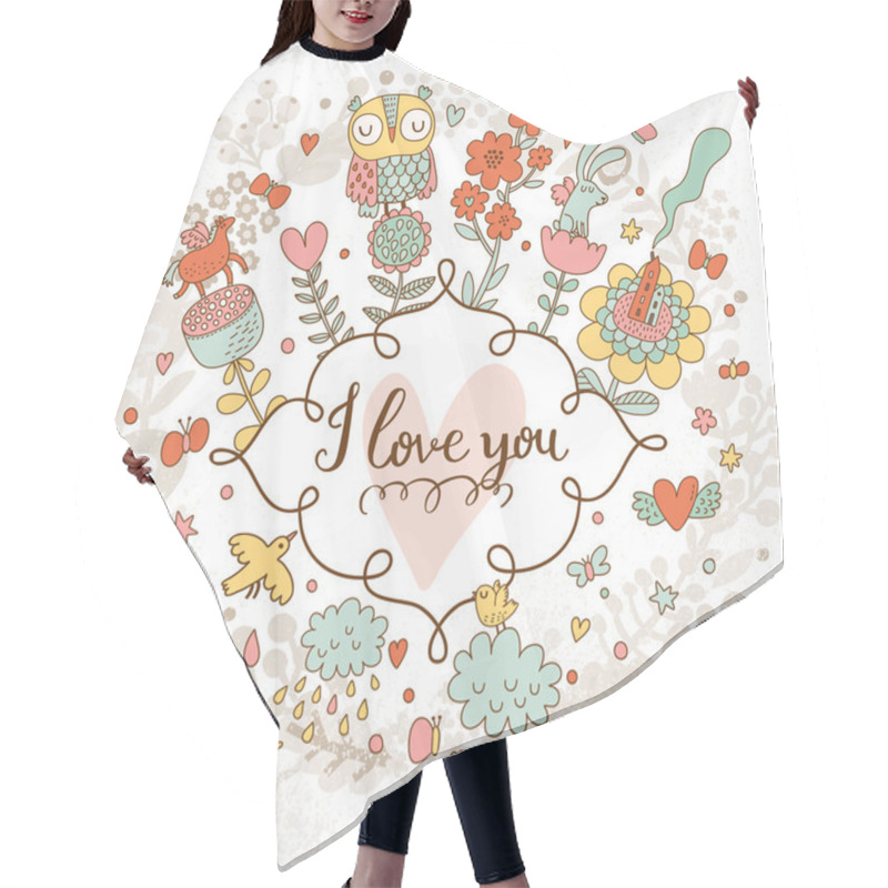 Personality  I Love You Romantic Card Hair Cutting Cape