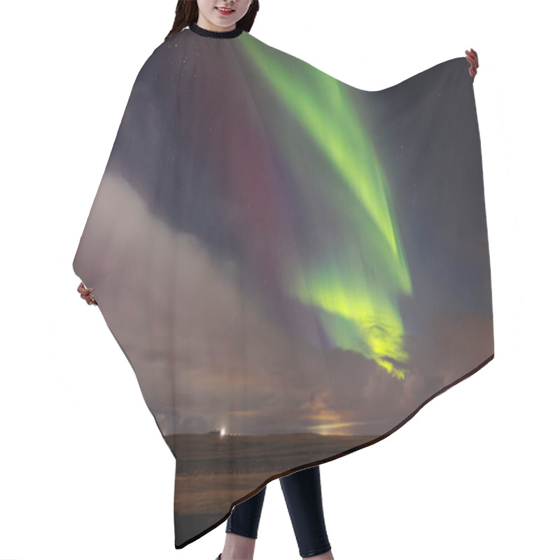 Personality  Aurora Borealis Over Snow Covered Hillside In Wintery Surroundings. Icelandic Northern Lights Are Magnificent Spectacle Of Nature, Shining The Nighttime Sky In An Icy Landscape. Hair Cutting Cape