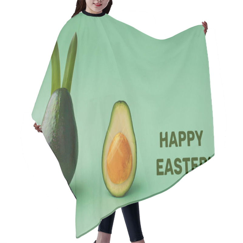 Personality  Traditional Holiday Decorative Theme For Vegetarian Easter. Creative Card Concept. Hair Cutting Cape