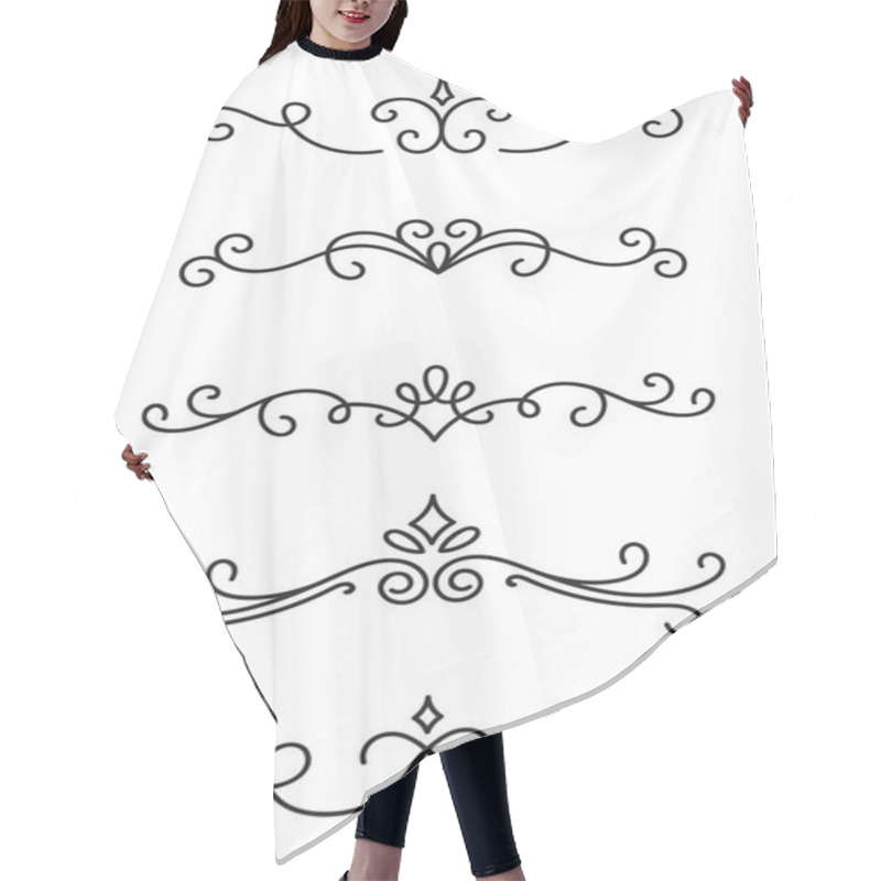 Personality  Set Of Ornamental Decorative Elements On White Background Hair Cutting Cape