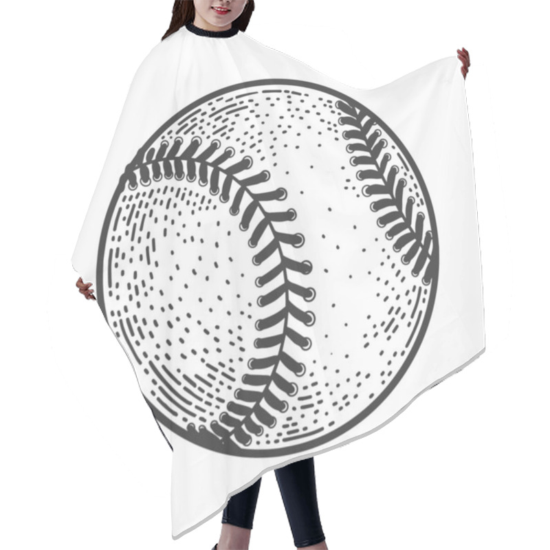 Personality  Baseball Ball Sketch Engraving Vector Illustration. T-shirt Apparel Print Design. Scratch Board Imitation. Black And White Hand Drawn Image. Hair Cutting Cape