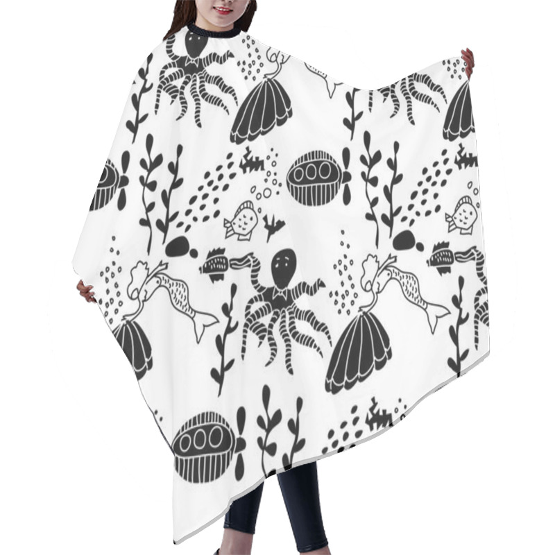 Personality  Underwater Sea Life Animal Pattern Hair Cutting Cape