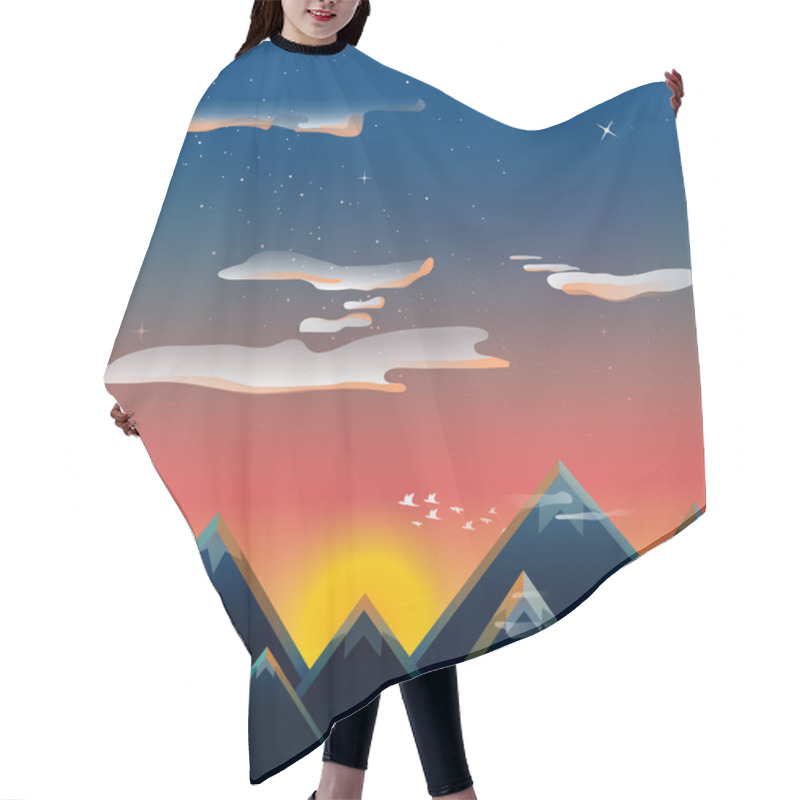 Personality  Mountains Visible Stars At Sunset Hair Cutting Cape