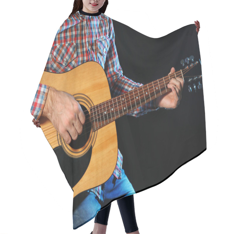 Personality  Young Man Playing On Guitar  Hair Cutting Cape