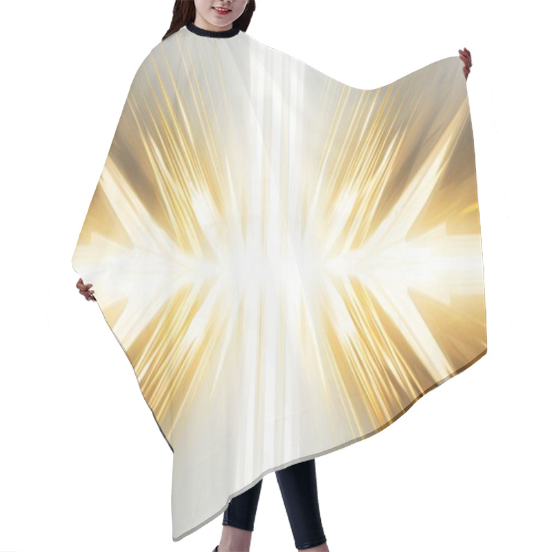 Personality  Gold Horizontal Lines, Symmetrical Composition, Bioluminescence, Pure White Background. Abstract Background Hair Cutting Cape