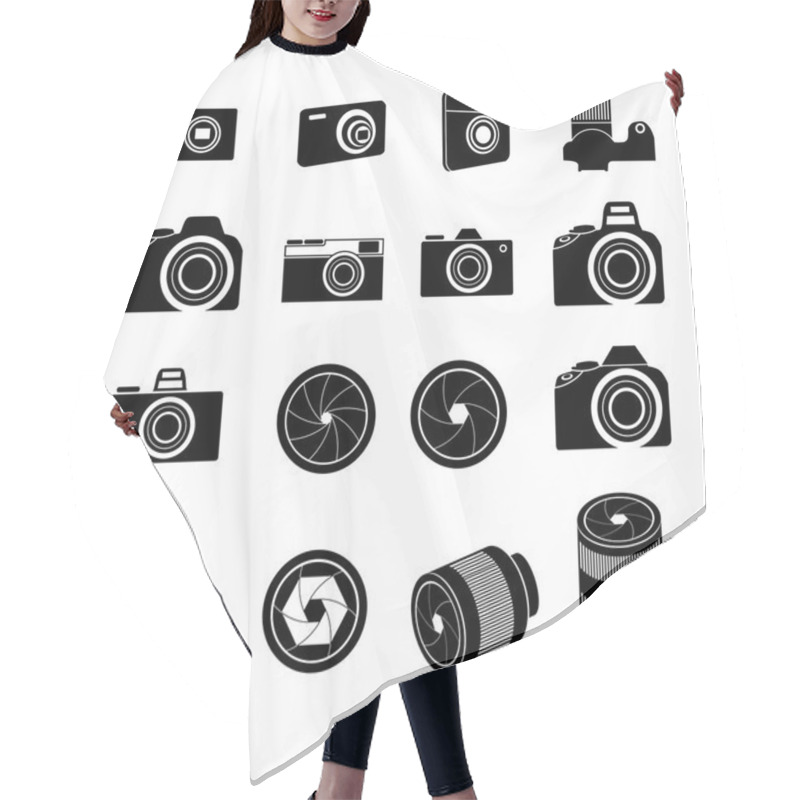 Personality  Camera Icons And Camera Lens Icons Hair Cutting Cape