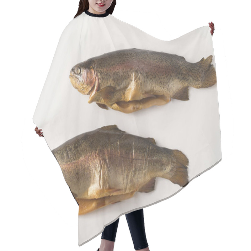 Personality  Cold Smoked Rainbow Trout On A White Background Hair Cutting Cape