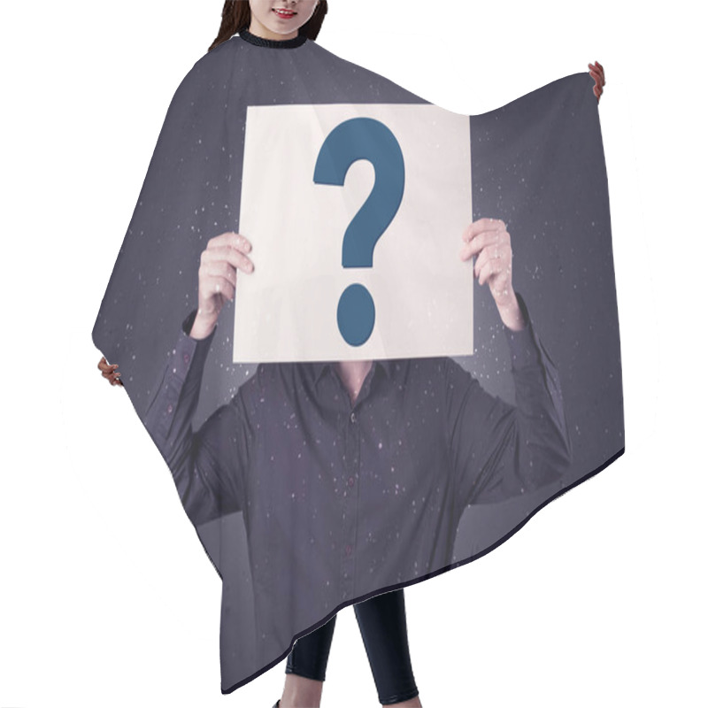 Personality  Businessman Holding Paper With Question Marks Hair Cutting Cape