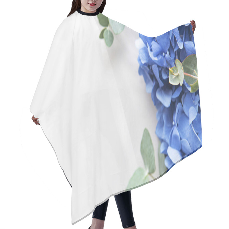 Personality  Blue Hydrangea Flowers Hair Cutting Cape