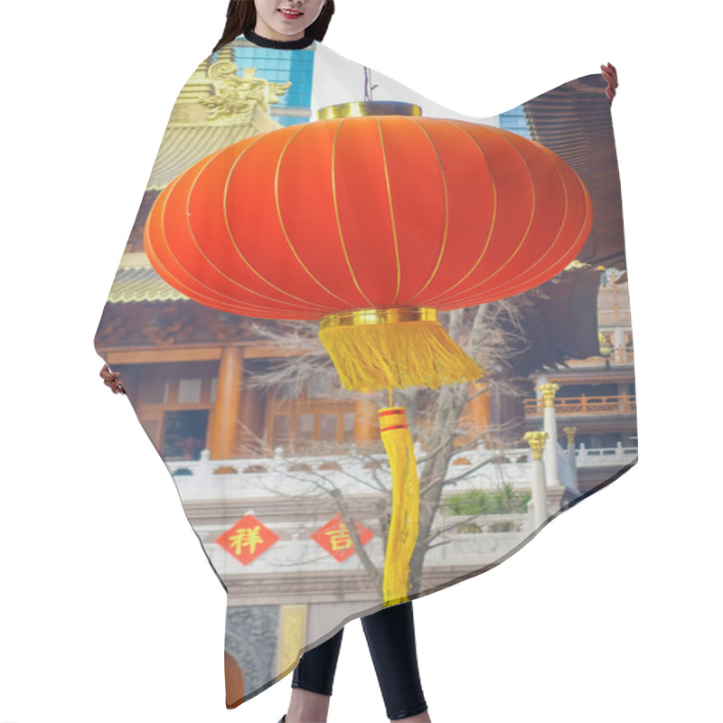 Personality  SHANGHAI, CHINA: Traditional Chinese Red Lantern Hanging Inside Jingan Temple Neighborhood Hair Cutting Cape