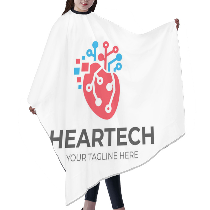 Personality  Artificial Intelligence And Technology, Human Heart With Digital Pixels And Circuits Electronics Grid, Logo Design. Technology CPU Mind And Communications, Vector Design And Illustration Hair Cutting Cape