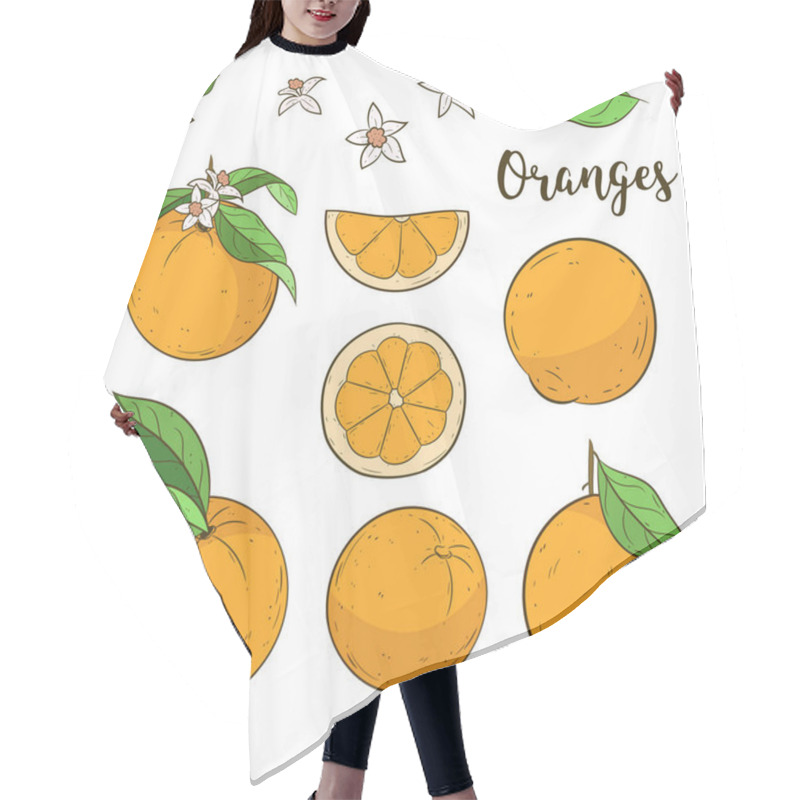 Personality  Oranges Set. Orange Tree Branches Hair Cutting Cape