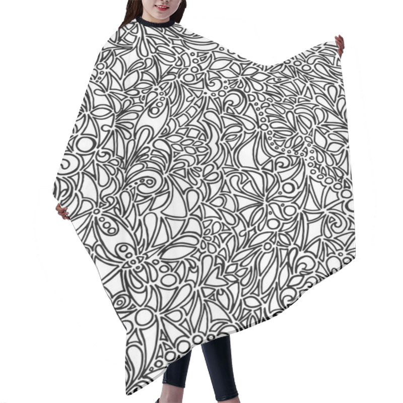 Personality  Doodle Black And White Monochrome Vector Background Hair Cutting Cape