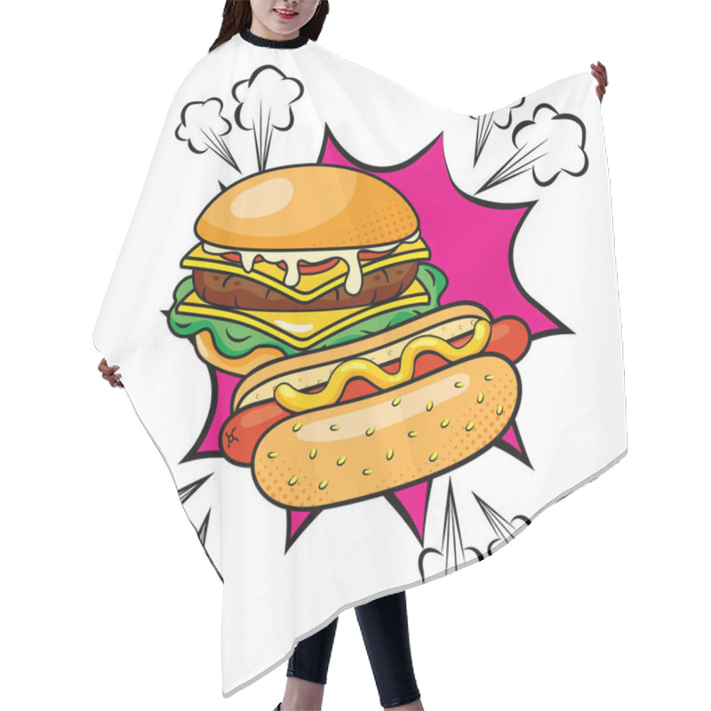 Personality  Hamburger And Hot Dog Vector Illustration Hair Cutting Cape