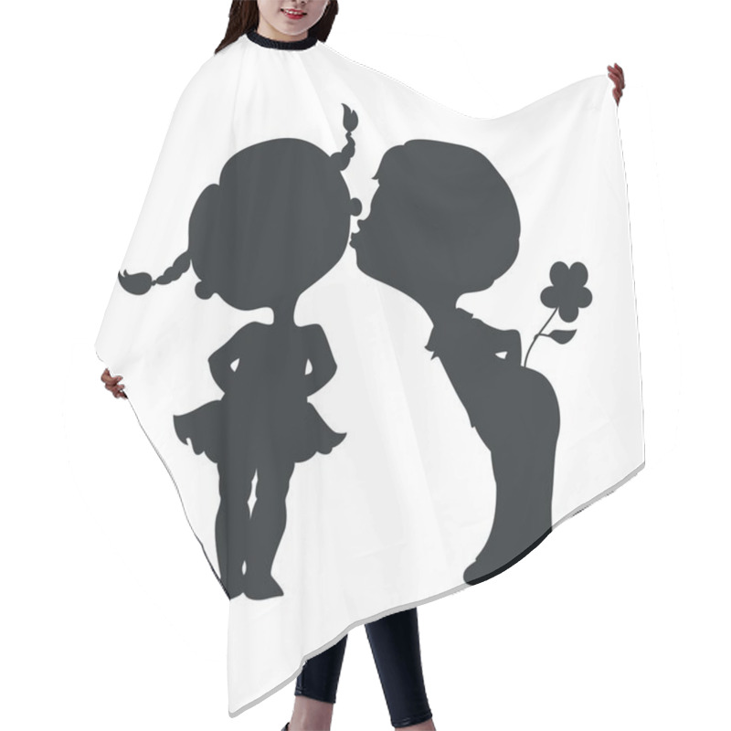 Personality  Silhouettes Of Kissing Boy And Girl Hair Cutting Cape