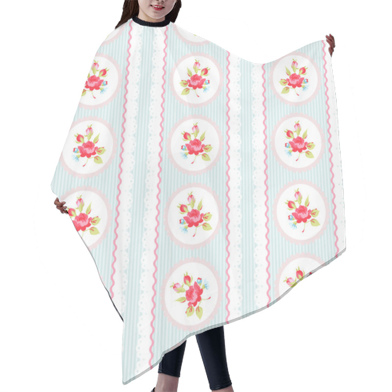 Personality  Seamless Pattern With Pink Roses Hair Cutting Cape