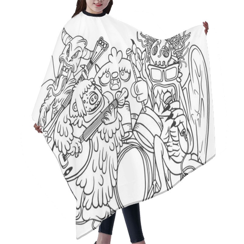 Personality  Monsters Rock Party,hand Drawn Style Hair Cutting Cape