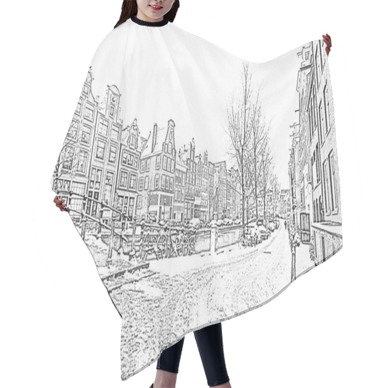 Personality  Pencil Drawing From Snowy Amsterdam In The Netherlands In Winter Hair Cutting Cape