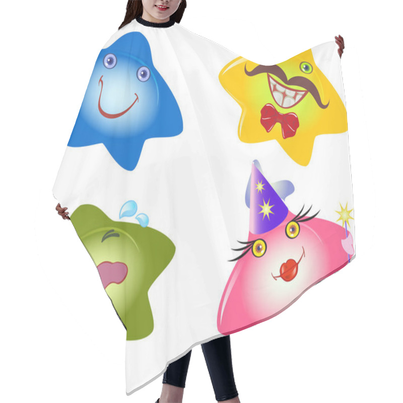 Personality  Set Of Funny Smileys In The Form Stars. Emotions And Mood. EPS10 Vector Illustration Hair Cutting Cape