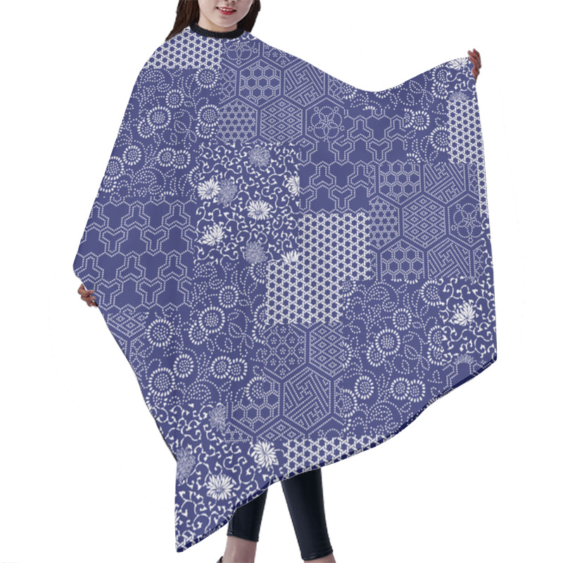 Personality  Japanese Style Pattern Patchwork Hair Cutting Cape