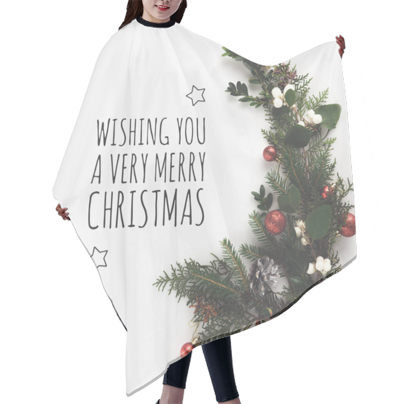 Personality  Fir Branches With Christmas Balls  Hair Cutting Cape