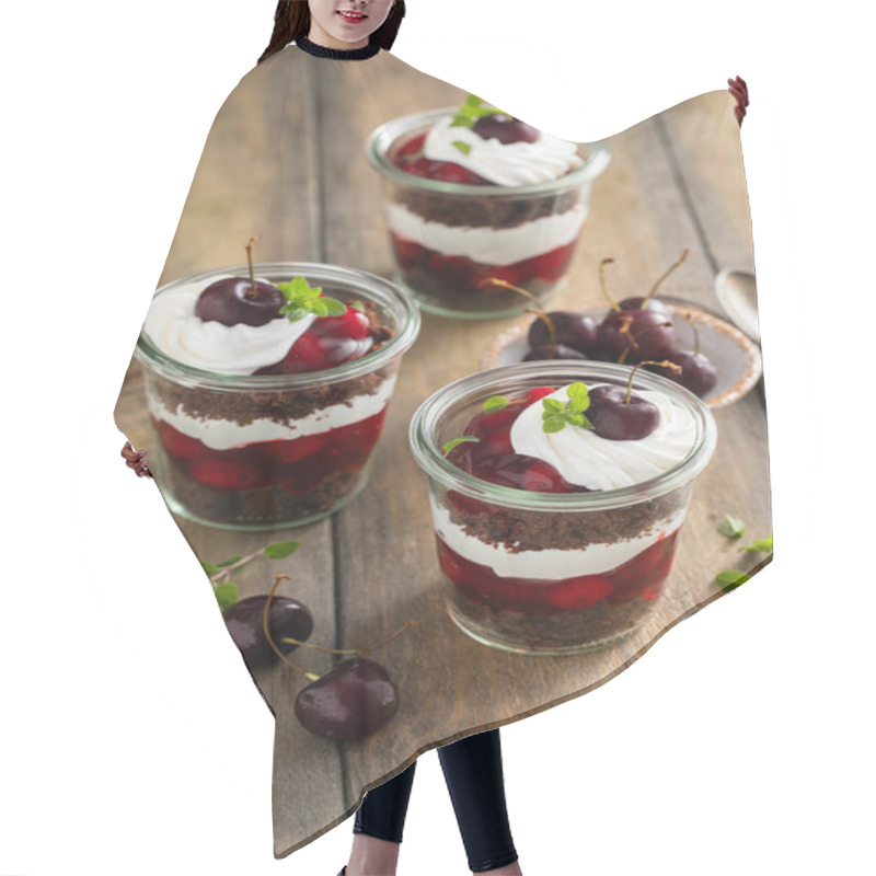 Personality  Black Forest Trifles, Dessert In Jars Concept Hair Cutting Cape