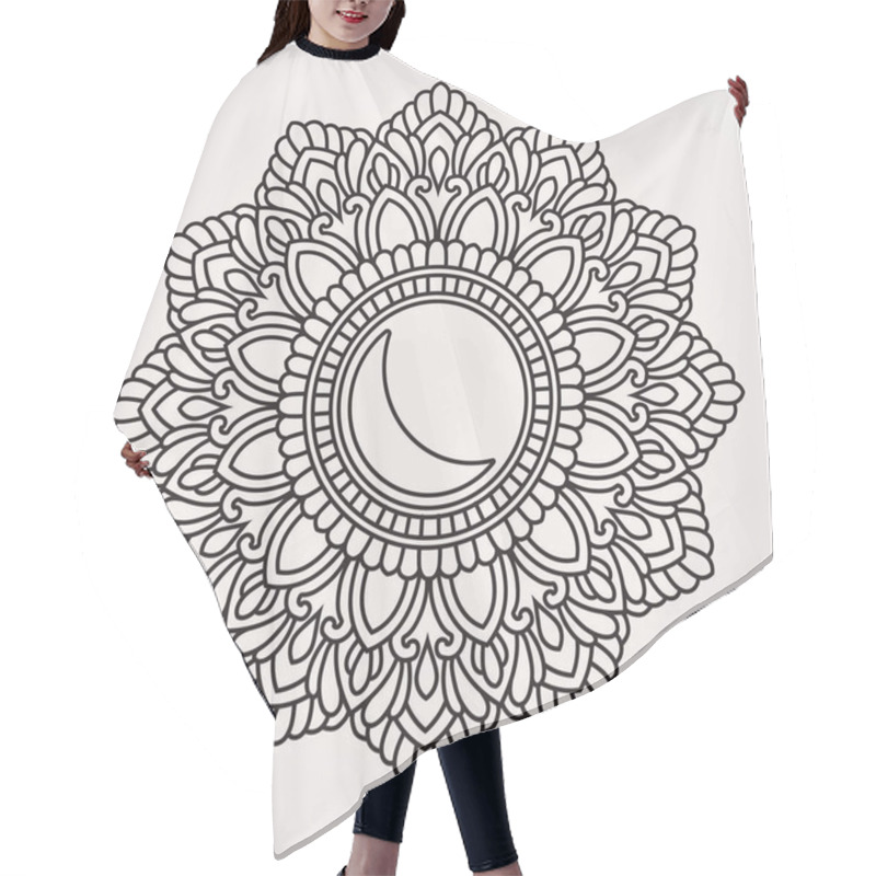 Personality  Mandala Ornament With Tranquility Of The Moon Image. Mandala Ornament With Tranquility Of The Moon Image Hair Cutting Cape