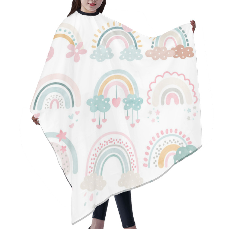 Personality  Set Of Cute Rainbow Hair Cutting Cape