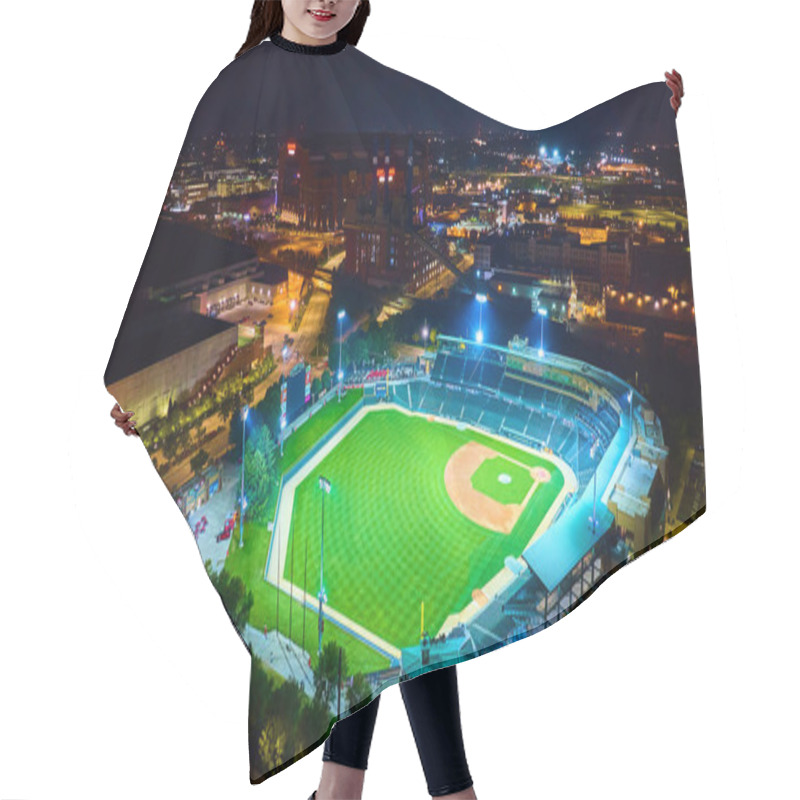 Personality  Aerial Night View Of A Vibrant Baseball Game At Victory Field, Indianapolis Hair Cutting Cape