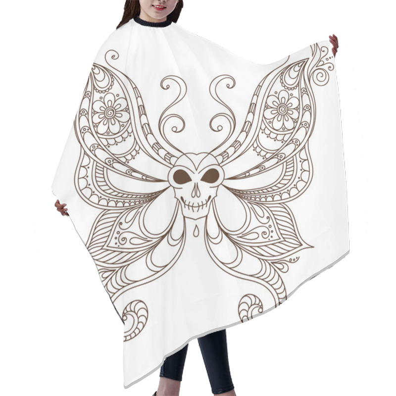 Personality  Art Skull Butterfly Tattoo. Henna Mehendi Hair Cutting Cape