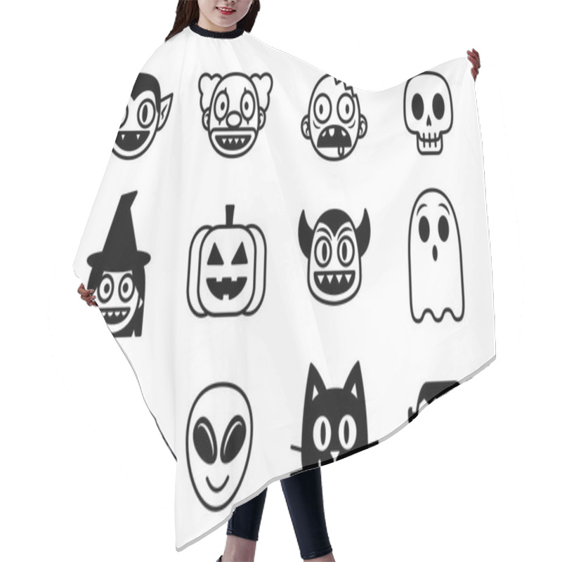 Personality  Cartoon Set Of Halloween Monsters Isolated Hair Cutting Cape