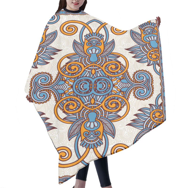 Personality  Ukrainian Oriental Floral Ornamental Seamless Carpet Design Hair Cutting Cape