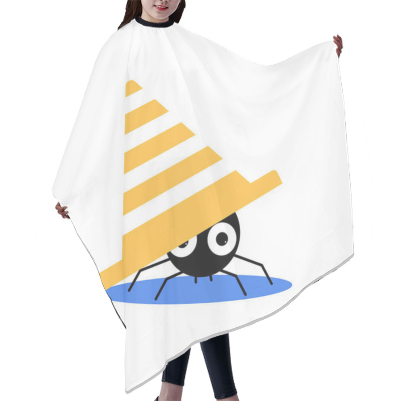 Personality  A Small Spider Peeks Out From Under A Traffic Cone, Symbolizing Creativity, Humor, And Website Error Concepts In A Playful Scene. Hair Cutting Cape