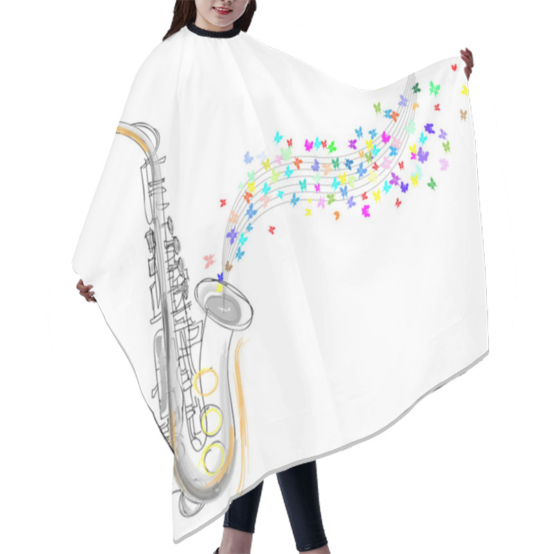 Personality  Sketch Of The Saxophone Hair Cutting Cape