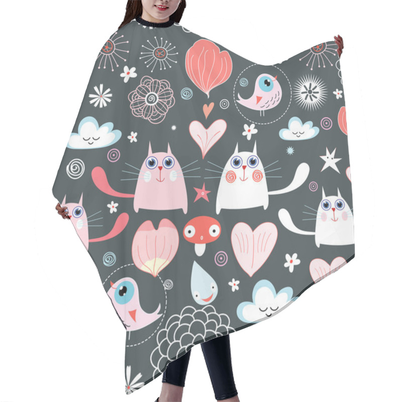 Personality  Pattern Of The Cats And Hearts Hair Cutting Cape