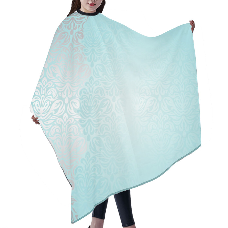 Personality  Fashionable Turquoise And Silver Invitation Design Hair Cutting Cape