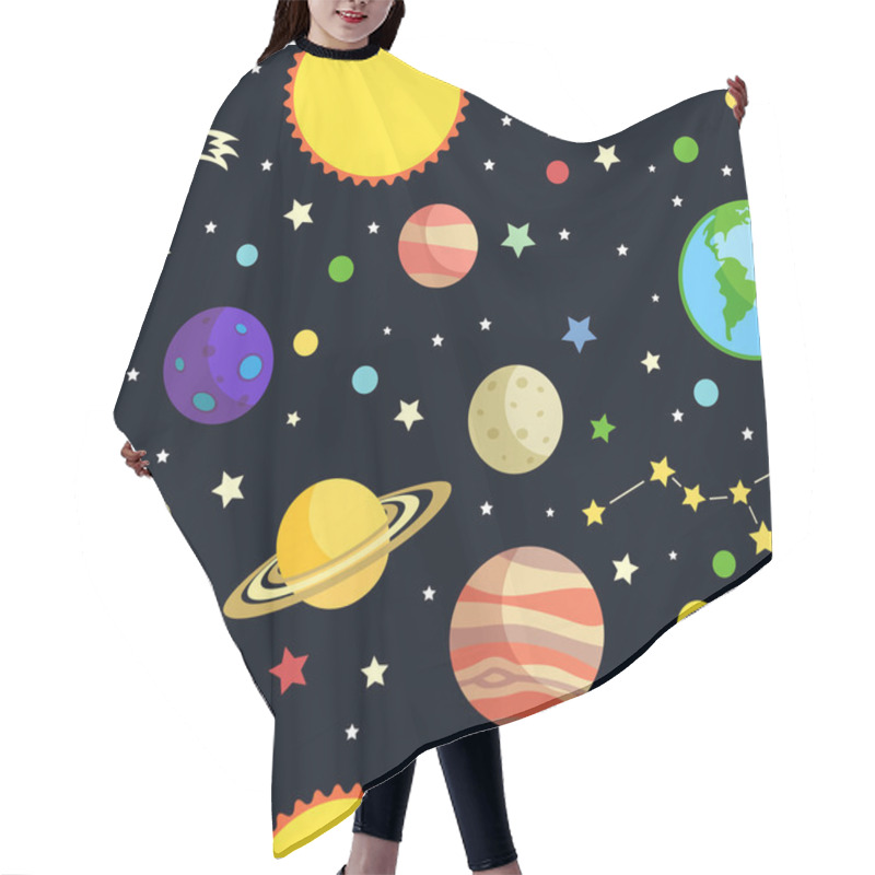 Personality  Space Seamless Pattern Hair Cutting Cape