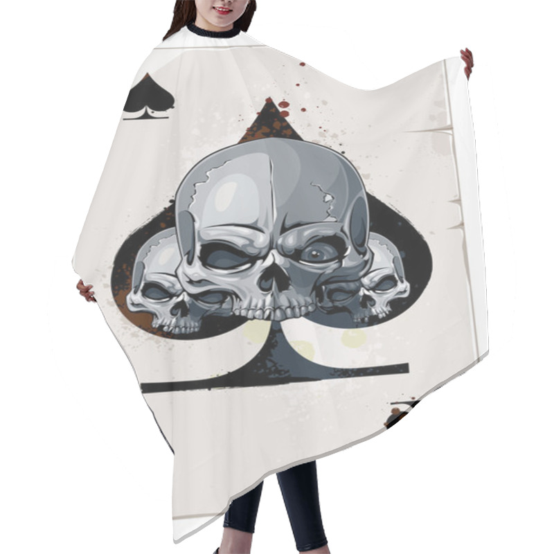 Personality  The Ace Card With Abstract Heart Skull Hair Cutting Cape