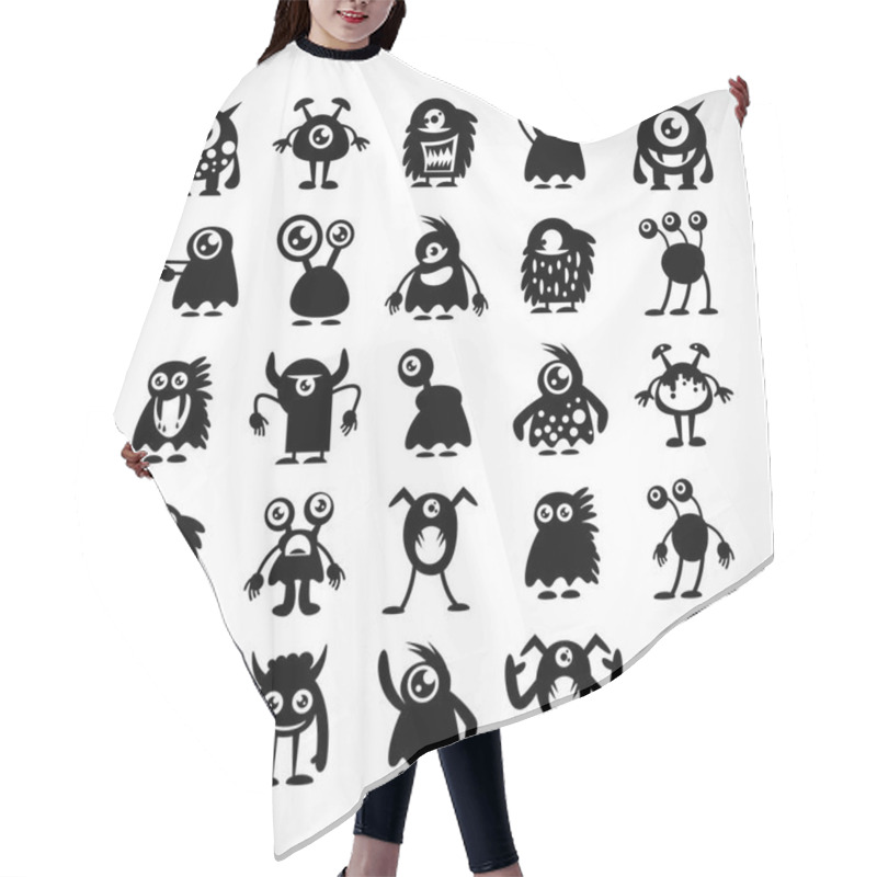 Personality  Funny Monster Icons Character Vector Set Hair Cutting Cape