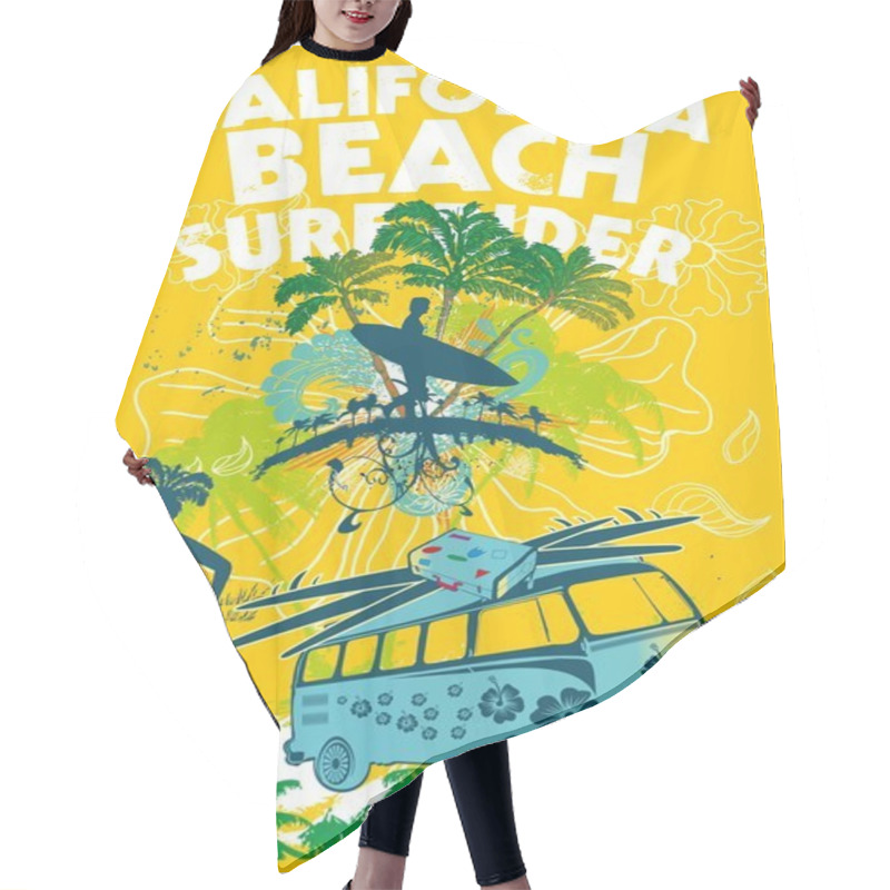 Personality  Palm Beach Surfer Girls Vector Art Hair Cutting Cape