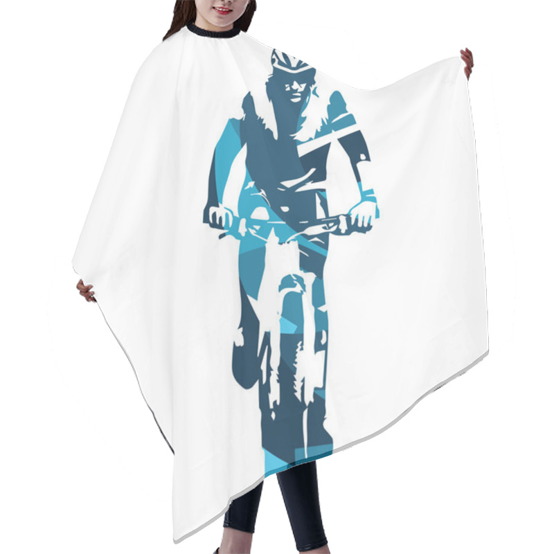 Personality  Mountain Biker Front View. Abstract Blue Vector Illustration Hair Cutting Cape