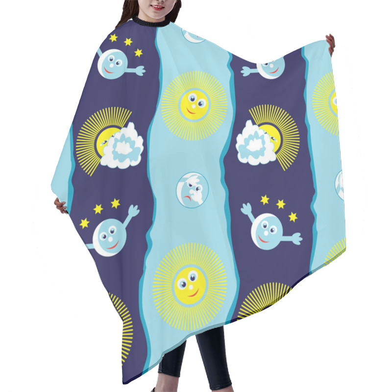 Personality  Seamless Pattern With Moon And Sun Hair Cutting Cape