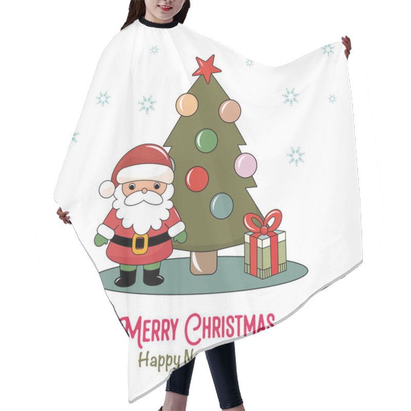 Personality  Cute Cartoon-style Christmas Illustration. A Set Of Festive Items: Santa Claus, Christmas Tree, Gifts, Christmas Tree Toy, Polar Bear With A Bag Of Gifts, Reindeer, Lollipop, Snow Globe With Fireplace, Christmas Sock With Gifts. Bright And Colorful E Hair Cutting Cape