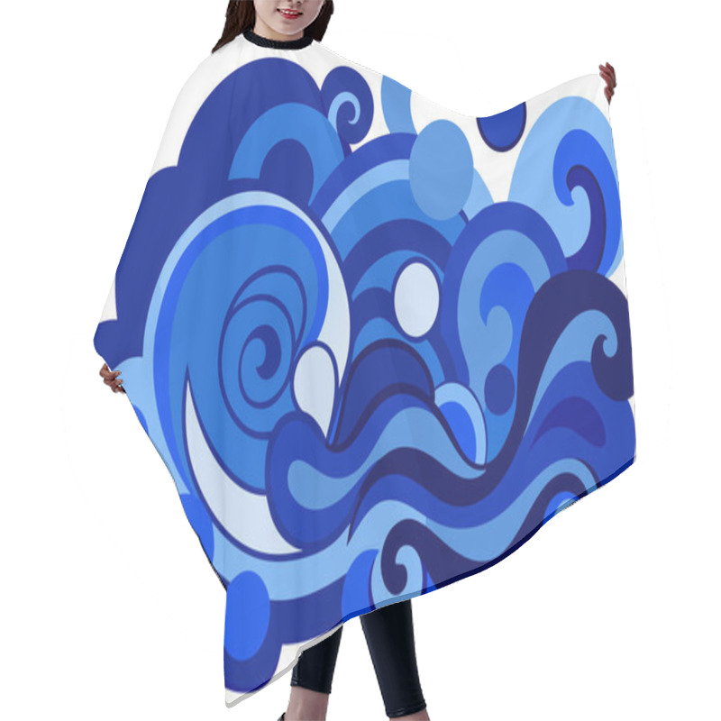 Personality  Vibrant Blue Abstract Waves And Clouds Background Design Hair Cutting Cape