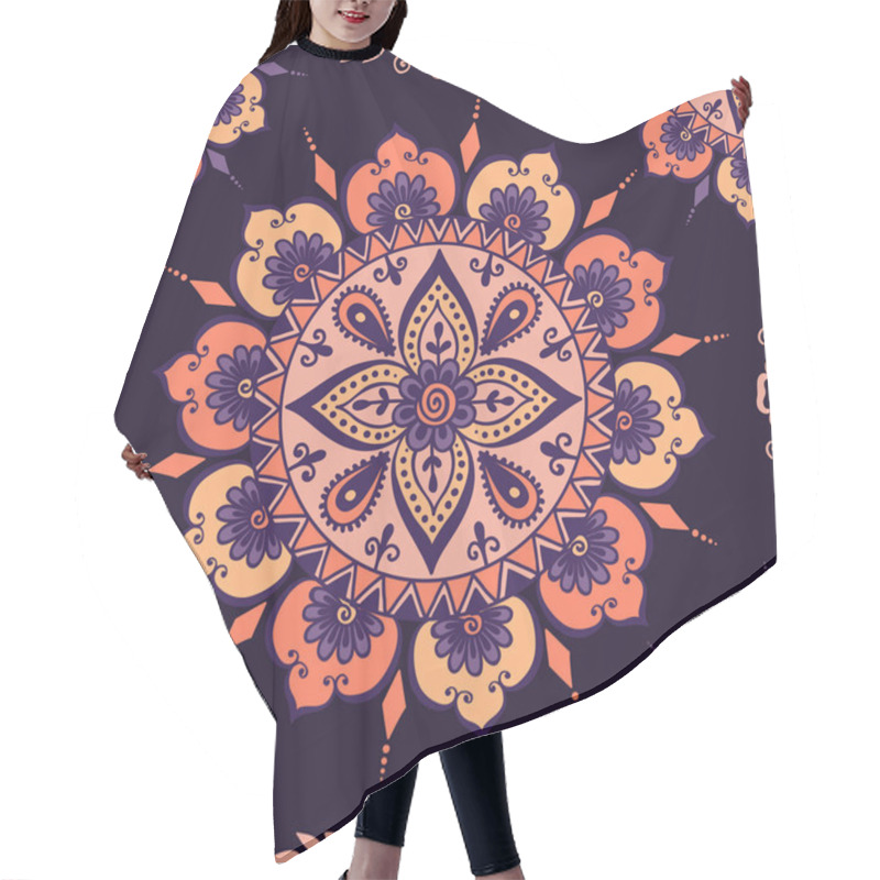 Personality  Mehendy Mandala Flower Vector Hair Cutting Cape